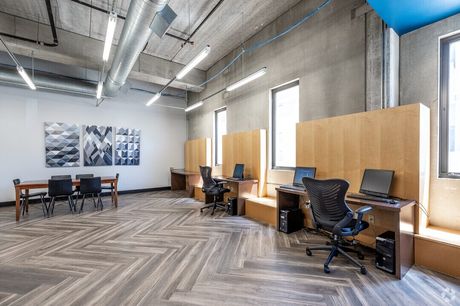 The business center with desks and computers